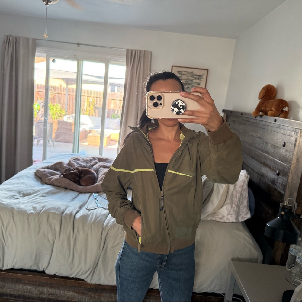 Quechua Green and yellow lightweight windbreaker jacket